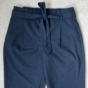 Navy stripe paper bag pants